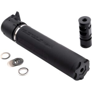 CMMG Defcan 556 Direct Thread Suppressor 5.56 1-3-8x24 Black with 1-2x28 Muzzle Brake
