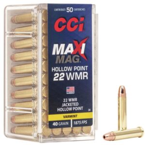 CCI Maxi-Mag Rimfire Ammunition .22 WMR 40 gr JHP 1875 fps 50-ct