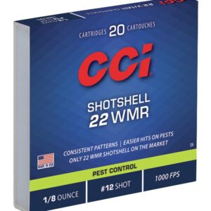 CCI Rimfire Shotshell Ammunition .22 WMR 1-8 oz #12 1000 fps 20-ct