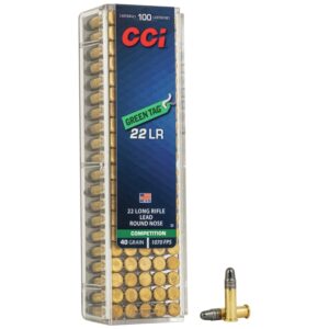 CCI .22 Long Rifle Green Tag Precision Rimfire Ammunition .22 LR 40 gr LRN 100-box