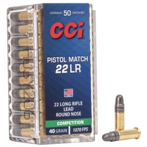 CCI Pistol Match Rimfire Ammunition .22 LR 40 gr LRN 1070 fps 50-ct