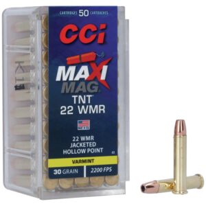 CCI Maxi-Mag TNT Rimfire Ammunition .22 WMR 30 gr HP 2200 fps 50-ct