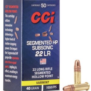 CCI Segmented HP Subsonic Rimfire Ammunition .22 LR 40 gr 1050 fps 50-ct