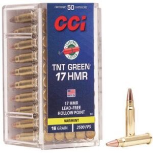 CCI TNT Green Rimfire Ammunition .17 HMR 16 gr HP 2500 fps 50-ct