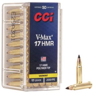 CCI Rimfire Ammunition .17 HMR 17 gr VMax 2550 fps 50-ct