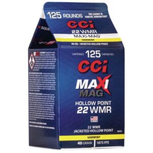 CCI Maxi Mag Rimfire Ammunition .22 WMR 40 gr. JHP 1875 fps 125-ct