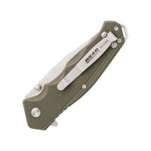 Bear & Son G10 Sideliner Folding Knife 3-3-8" Drop Point Blade OD Green with Trigger Boxed