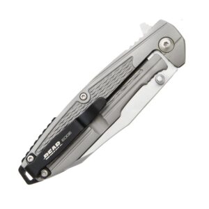 Bear & Son Frame Lock Folding Knife 3-1-4" Reverse Tanto Blade Grey