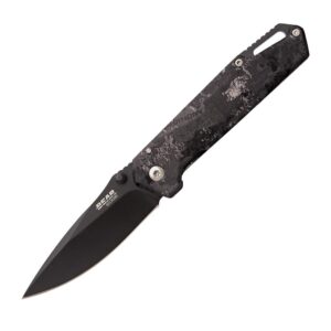 Bear & Son Brisk 3.0 Medium Folding Knife 2-7-8" Drop Point Blade Midnight Camo