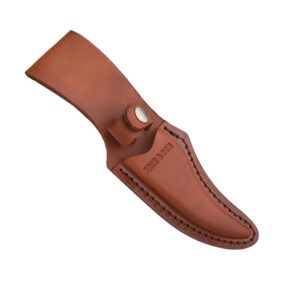 Bear & Son Upswept Skinner Fixed Knife 3-1-8" Clip Point Blade Stag Delrin with Leather Sheath