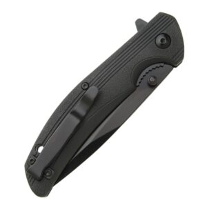 Bear & Son Sideliner Folding Knife 3-3-4" Drop Point Blade Black Zytel with Flipper