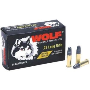 Wolf Match Target Rimfire Ammunition .22 LR 40 gr RN 50-ct