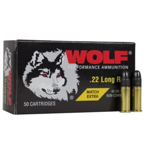 Wolf Match Extra Rimfire Ammunition .22 LR 40 gr RN 1050 fps 50-ct