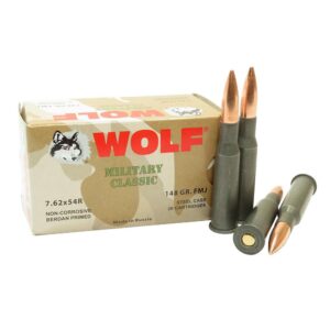 Wolf Military Classic Rifle Ammunition 7.62x54R 148gr FMJ  2740 fps 20-ct