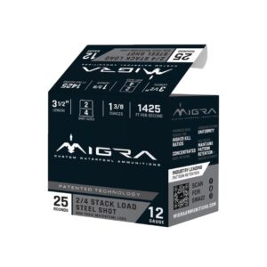 Migra Steel Waterfowl Stacked Shotshells 12ga 3.5" 1-3-8oz 1425 fps #2 & #4 25-ct