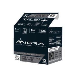 Migra Steel Waterfowl Stacked Shotshells 12ga 3.5" 1-3-8oz 1425 fps #2 & #BB 25-ct