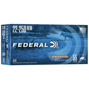Federal Power-Shok Rifle Ammunition .22-250 Rem 55 gr SP 3050 fps - 20-box