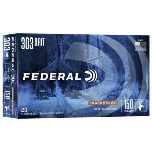 Federal Power-Shok Rifle Ammunition .303 British 150 gr SP 2690 fps - 20-box