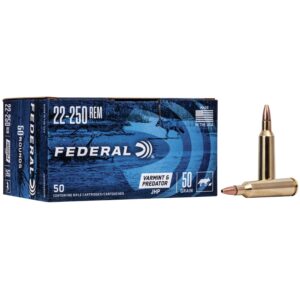 Federal American Eagle Varmint & Predator Rifle Ammunition 22-250 Rem. 50 gr JHP 3850 fps 50-ct