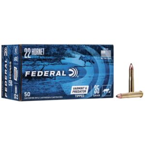 Federal American Eagle Varmint & Predator Rifle Ammunition .22 Hornet 35 gr Vtip 3000 fps 50-ct
