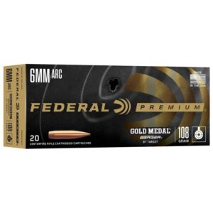 Federal Gold Medal Berger Rifle Ammunition 6mm ARC 108gr OTM 2950 fps 20-ct