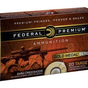 Federal Gold Medal Berger Hybrid Rifle Ammunition 6mm Creedmoor 105gr BTHP 3025 fps 20-ct