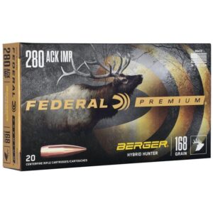 Federal Classic Hunter Berger Hybrid Rifle Ammunition.280 Ackley Improved 168 gr BTHP 2800 fps 20-ct