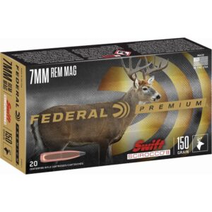 Federal Swift Scirocco II Rifle Ammunition 7mm Rem Mag 150 gr Poly Tip 3050 fps 20-ct