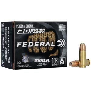Federal Punch Handgun Ammunition .30 SC 103gr JHP 1130 fps 20-ct