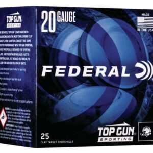 Federal Top Gun Sporting Shotshells 20ga 2-3-4" 7-8 oz 1250 fps #8 25-ct