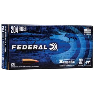Federal Power-Shok Rifle Ammuntion .204 Ruger 32gr V-MAX 4100 fps 20-ct