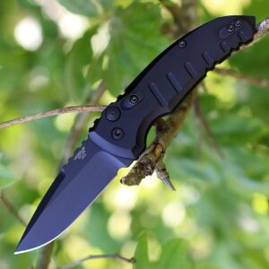Hogue A01-Microswitch 2.75" Folder Automatic Knife Drop Point Blade Black-Matte Black