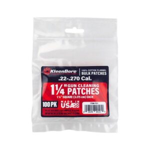 KleenBore Cotton Patches 1 1-4" Square .22-.270 Cal 100-ct