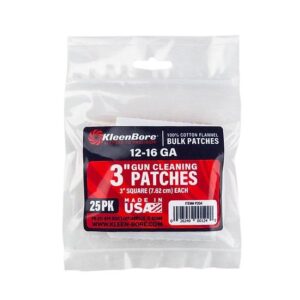 KleenBore Cotton Patches 3? Square 12-16 ga 25-ct