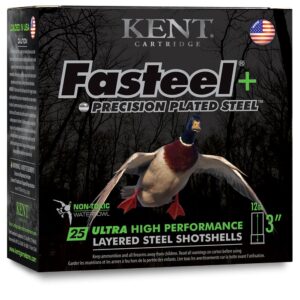 Kent Fasteel + Precision Plated Steel Waterfowl Shotshells 12ga 3" 1-1-4oz 1450 fps  #4 & #6 25-ct