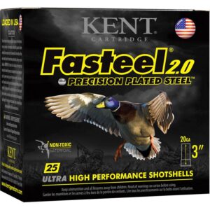 Kent Fasteel + Precision Plated Steel Waterfowl Shotshells 20ga 3" 1oz 1350 fps  #2 & #4 25-ct