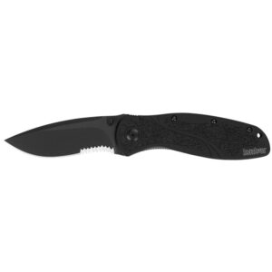 Kershaw Blur Semi Serrated Folding Knife 3-2-5" Drop Point Blade Black