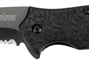 Kershaw Kuro Tanto Knife - Black - Partially Serrated