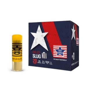 PPU Stars & Stripes Rifled Slug Shotshells 20ga 2-3-4'' 3-4 ozoz 1350 fps Slug 25-ct