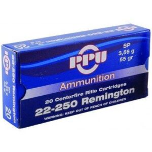 PPU Rifle Ammunition 22-250 Rem 55 gr SP 3680 fps 20-ct