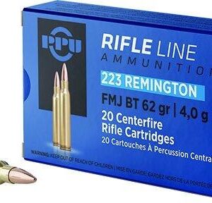 PPU Rifle Ammunition .223 Remington FMJ BT 62gr 3042 fps 20-ct
