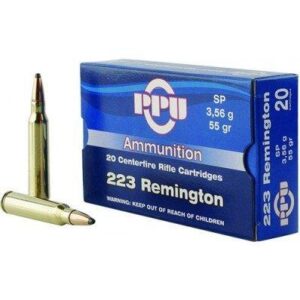 PPU Rifle Ammunition .223 Rem 55 gr SP 3240 fps 20-ct