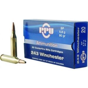 PPU Rifle Ammunition .243 Win 90 gr SP 3100 fps  20-ct