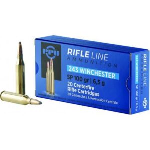 PPU Rifle Ammunition .243 Win 100 gr SP 2960 fps  20-ct