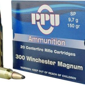 PPU Rifle Ammunition .300 Win Magnum 150 gr SP 3250 fps 20-ct