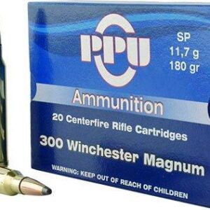 PPU Rifle Ammunition .300 Win Mag 180 gr SP 3250 fps 20-ct