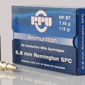 PPU Standard Rifle Ammunition 6.8mm SPC 115 gr HPBT 2624 fps 20-ct