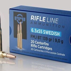 PPU Rifle Ammunition 6.5mm x 55 Swedish 139gr FMJ-BT 2540 fps 20-ct