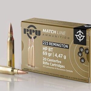 PPU Match Ammunition .223 Rem Match 69 gr HPBT 2855 fps 20-ct