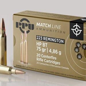 PPU Match Rifle Ammunition .223 Rem Match 75 gr HPBT 2720 fps 20-ct